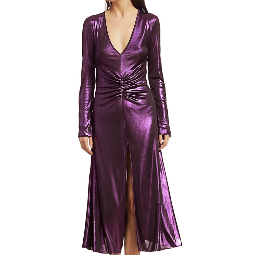 Rotate Birger Christensen Metallic Ruched Midi L
